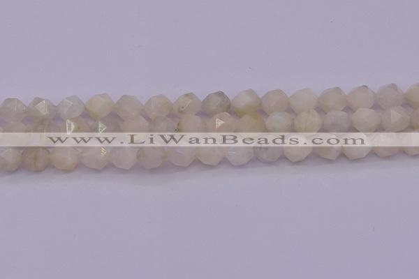 CMS1156 15.5 inches 12mm faceted nuggets white moonstone beads