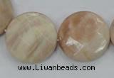 CMS116 15.5 inches 25mm faceted coin moonstone gemstone beads