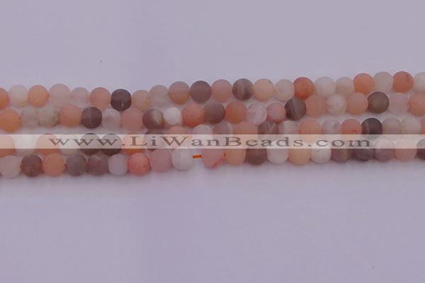 CMS1160 15.5 inches 6mm round matte rainbow moonstone beads