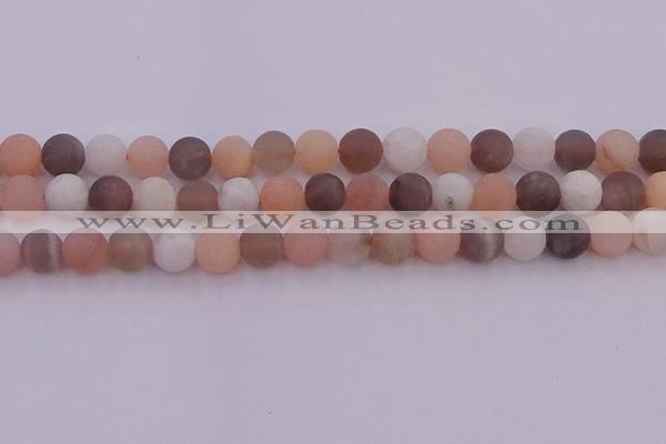 CMS1161 15.5 inches 8mm round matte rainbow moonstone beads