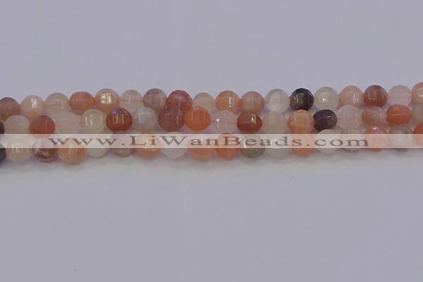 CMS1167 15.5 inches 8mm faceted round rainbow moonstone beads