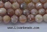 CMS1300 15.5 inches 4mm faceted round AB-color moonstone beads