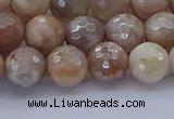 CMS1302 15.5 inches 8mm faceted round AB-color moonstone beads