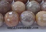 CMS1305 15.5 inches 14mm faceted round AB-color moonstone beads