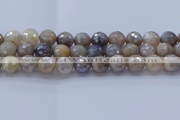 CMS1316 15.5 inches 16mm faceted round AB-color grey moonstone beads