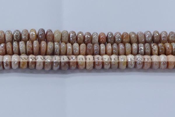 CMS1324 15.5 inches 7*12mm faceted rondelle AB-color moonstone beads