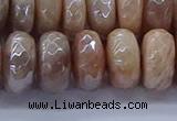 CMS1325 15.5 inches 7*14mm faceted rondelle AB-color moonstone beads