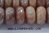 CMS1326 15.5 inches 8*16mm faceted rondelle AB-color moonstone beads