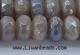 CMS1335 15.5 inches 7*14mm faceted rondelle AB-color grey moonstone beads