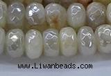 CMS1343 15.5 inches 6*10mm faceted rondelle AB-color white moonstone beads