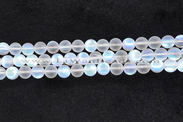 CMS1509 15.5 inches 12mm round matte synthetic moonstone beads