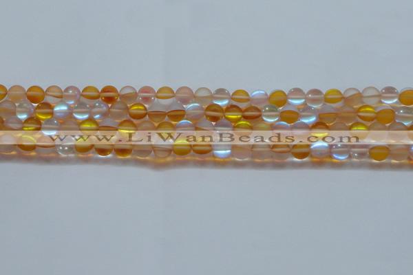 CMS1536 15.5 inches 6mm round matte synthetic moonstone beads