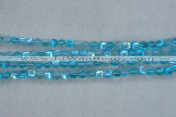 CMS1556 15.5 inches 6mm round matte synthetic moonstone beads