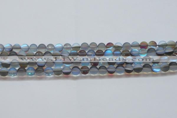 CMS1567 15.5 inches 8mm round matte synthetic moonstone beads