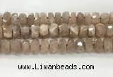 CMS1665 15.5 inches 6*12mm - 8*13mm faceted tyre moonstone beads