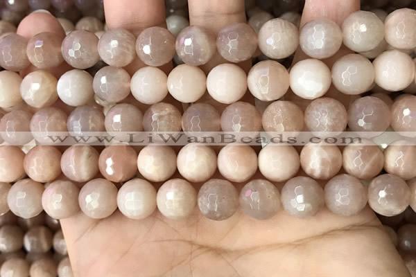 CMS1680 15.5 inches 10mm faceted round moonstone beads wholesale