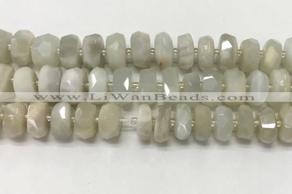 CMS1770 15.5 inches 6*13mm - 8*14mm faceted tyre moonstone beads