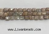 CMS1782 15.5 inches 10*12mm faceted rectangle AB-color moonstone beads