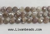 CMS1791 15.5 inches 14mm faceted coin AB-color moonstone beads