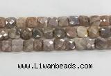 CMS1830 15.5 inches 14*14mm faceted square AB-color moonstone beads