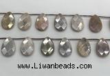 CMS1840 18*25mm faceted flat teardrop AB-color moonstone beads