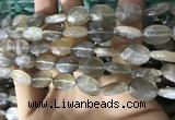 CMS1851 15.5 inches 10*14mm faceted oval grey moonstone beads