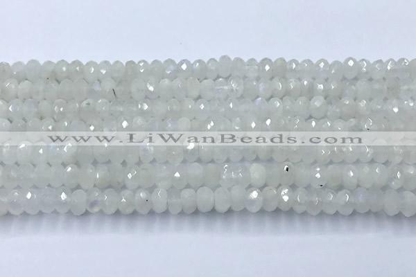 CMS2121 15 inches 4*6mm faceted rondelle white moonstone beads