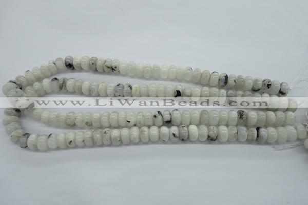 CMS218 15.5 inches 6*10mm rondelle white moonstone gemstone beads