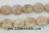 CMS22 15.5 inches 12mm flat round moonstone gemstone beads wholesale