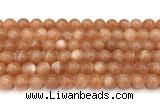 CMS2253 15 inches 10mm round orange moonstone beads wholesale