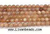 CMS2259 15 inches 8mm faceted round orange moonstone beads