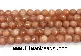 CMS2260 15 inches 10mm faceted round orange moonstone beads