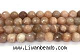 CMS2261 15 inches 12mm faceted round orange moonstone beads