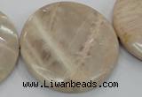 CMS50 15.5 inches 50mm faceted coin moonstone gemstone beads