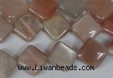 CMS530 15.5 inches 12*12mm diamond moonstone beads wholesale