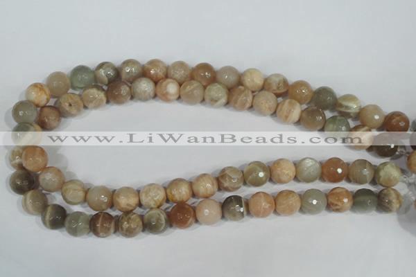 CMS573 15.5 inches 12mm faceted round moonstone beads wholesale