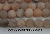 CMS602 15.5 inches 8mm round matte natural moonstone beads