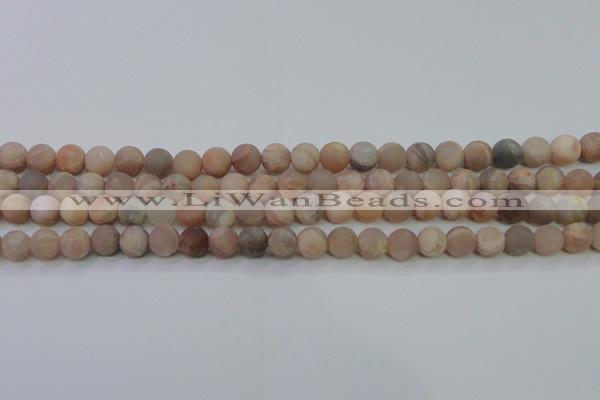 CMS603 15.5 inches 10mm round matte natural moonstone beads