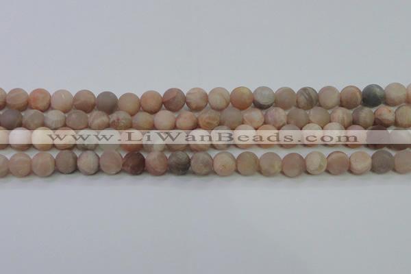 CMS604 15.5 inches 12mm round matte natural moonstone beads