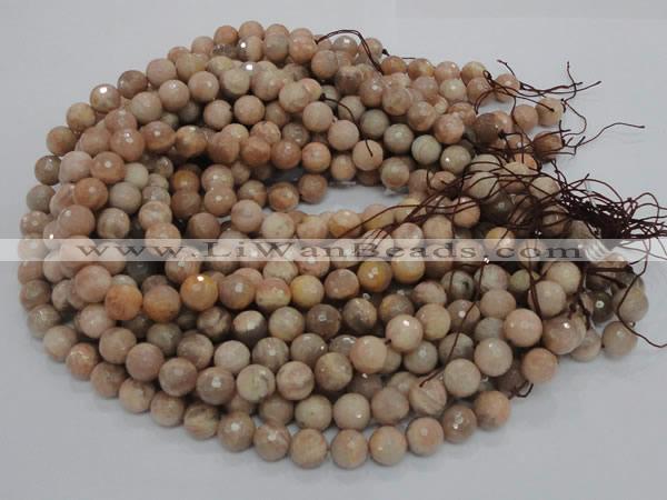 CMS61 15.5 inches 12mm faceted round moonstone gemstone beads