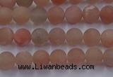 CMS610 15.5 inches 4mm round matte moonstone beads wholesale