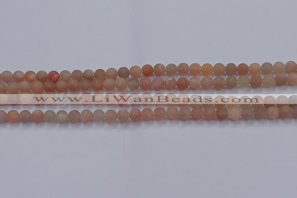 CMS610 15.5 inches 4mm round matte moonstone beads wholesale