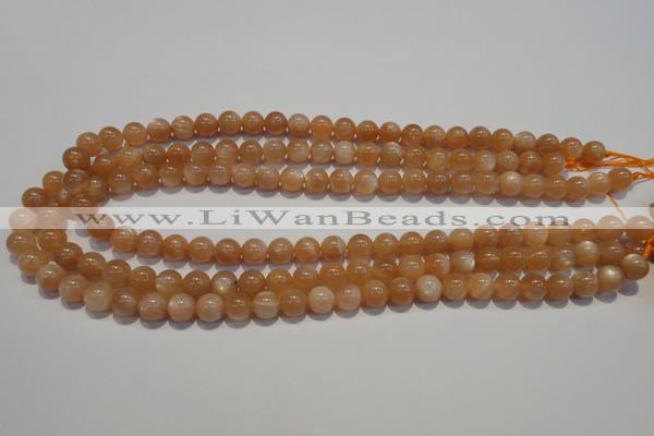 CMS702 15.5 inches 8mm round peach moonstone beads wholesale