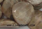 CMS80 15.5 inches 28mm twisted coin moonstone gemstone beads