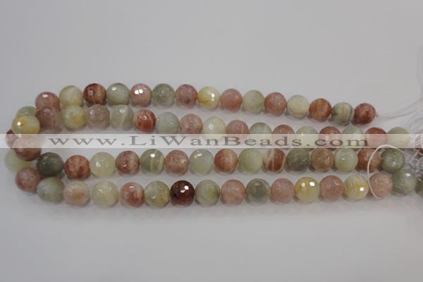 CMS873 15.5 inches 12mm faceted round moonstone gemstone beads