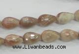 CMS88 15.5 inches 8*12mm faceted teardrop moonstone gemstone beads