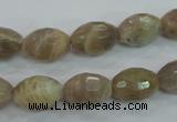 CMS92 15.5 inches 10*14mm faceted rice moonstone gemstone beads