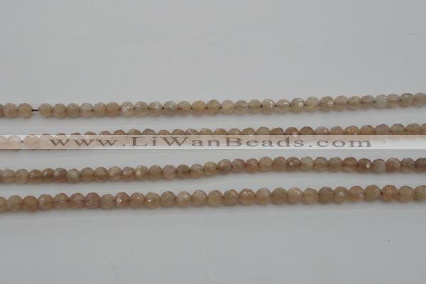 CMS940 15.5 inches 4mm faceted round A grade moonstone gemstone beads