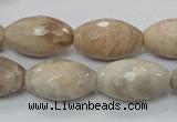 CMS96 15.5 inches 13*22mm faceted rice moonstone gemstone beads