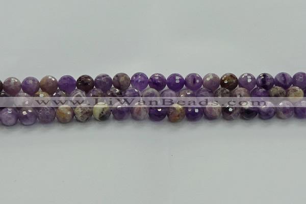 CNA1012 15.5 inches 8mm faceted round dogtooth amethyst beads